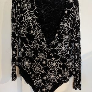 Boohoo spider web bodysuit top